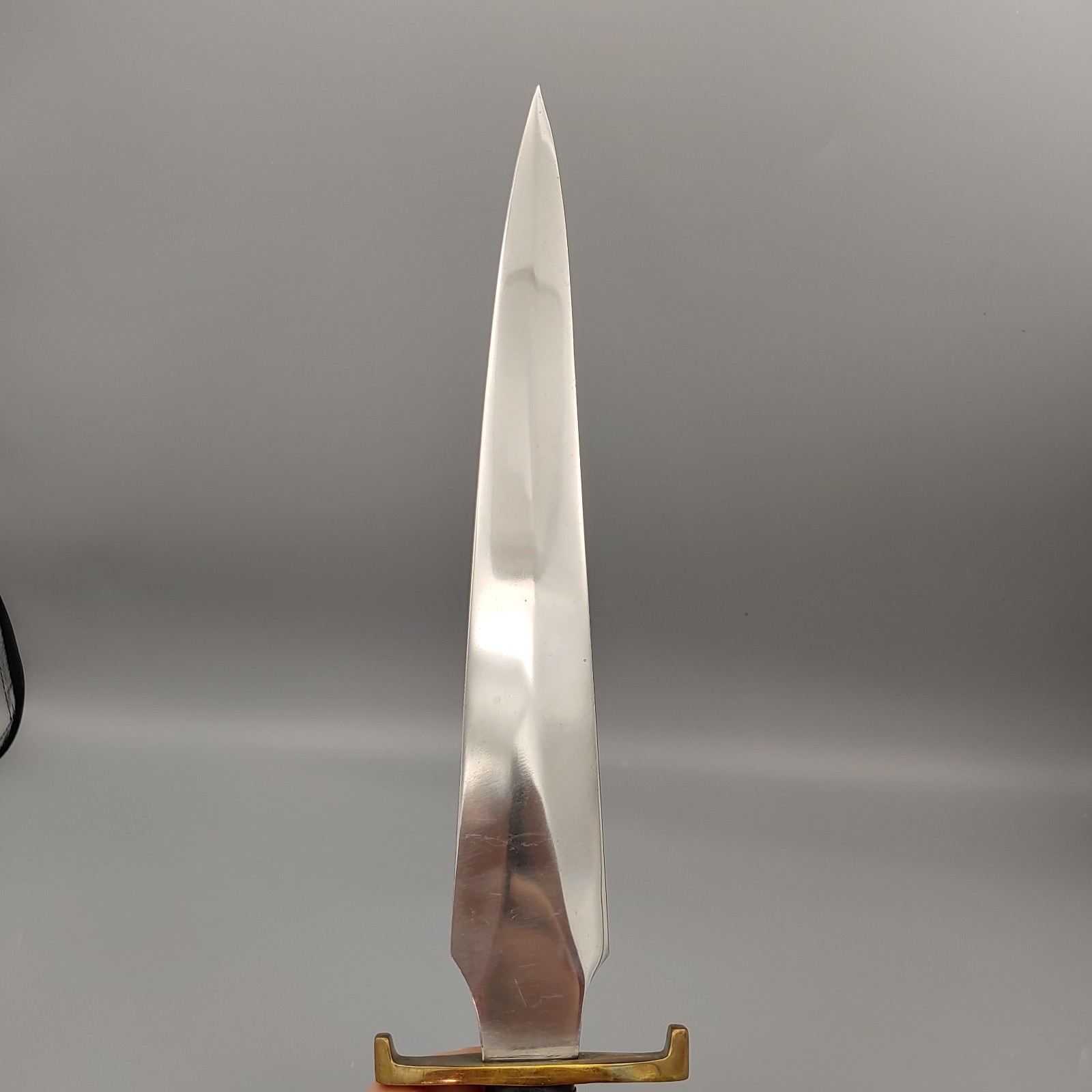 VTG Custom Arkansas Toothpick Knife Dagger w/ Sheath 19" walnut/brass handle 12"