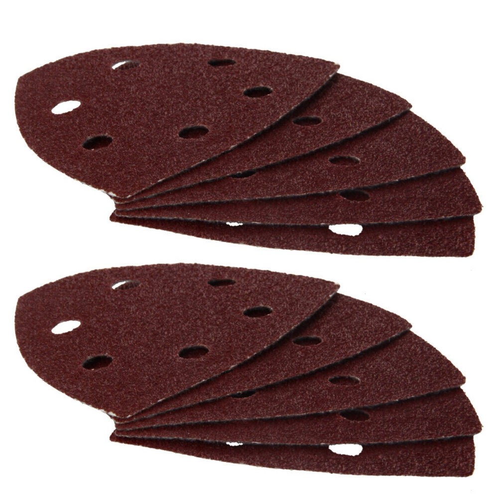 40~2000#6 Holes Flocking Sanding Pads Grinder Hook Loop Grit Triangle Sandpaper