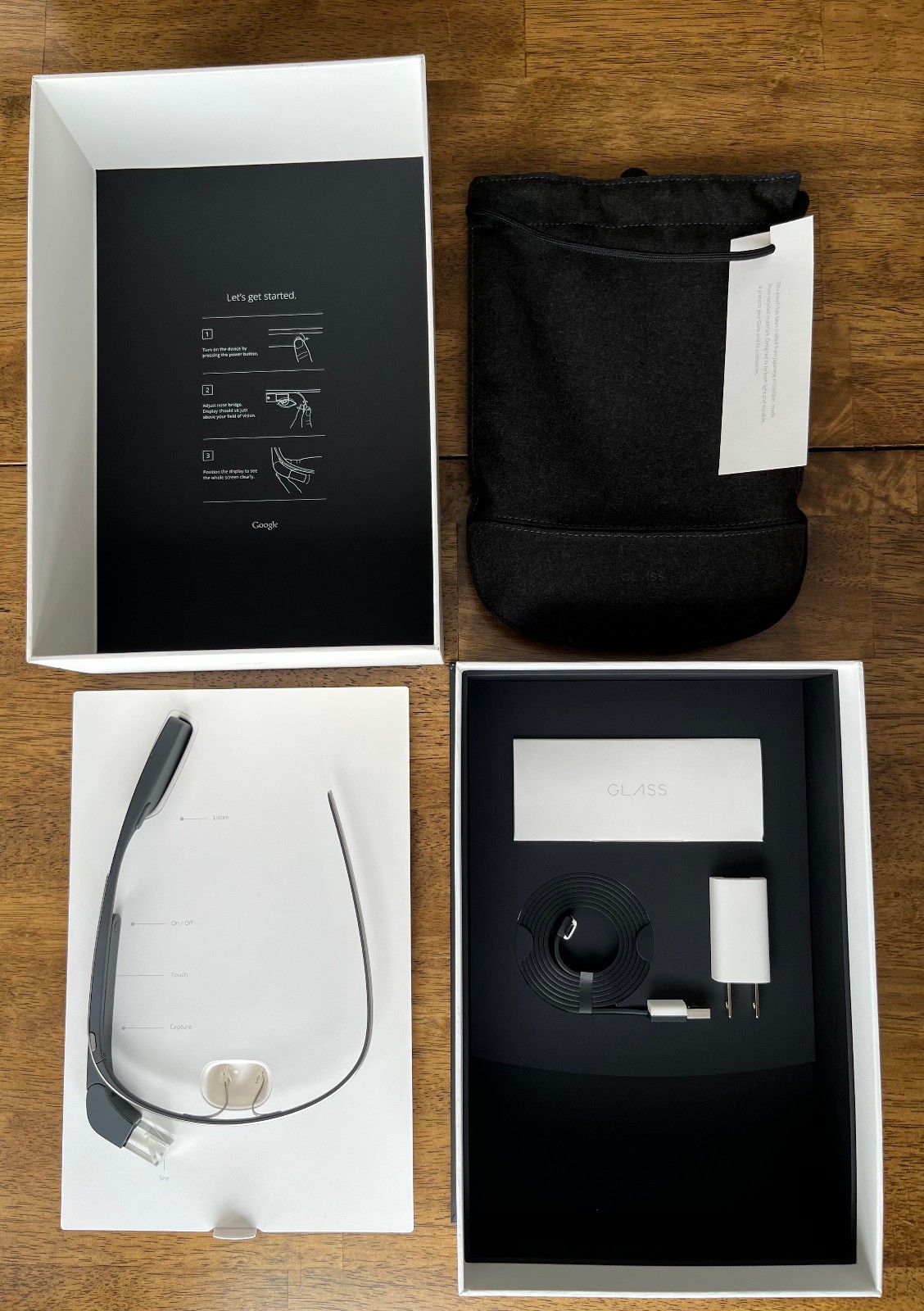 NEW Google Glass Explorer Edition V3 XE-C Full Kit Charcoal – Rare Smart Glasses