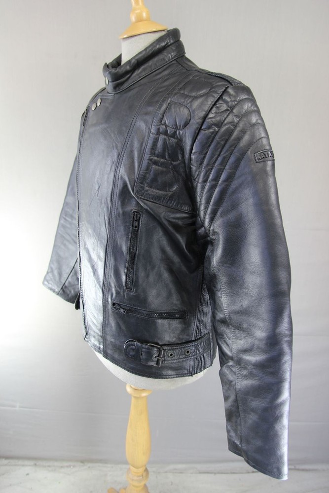 CLASSIC BLACK LEATHER BIKER JACKET 40 INCH CHEST/MEDIUM
