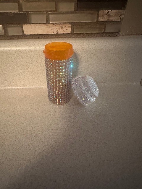 Rhinestone Bling Pill Bottle Container
