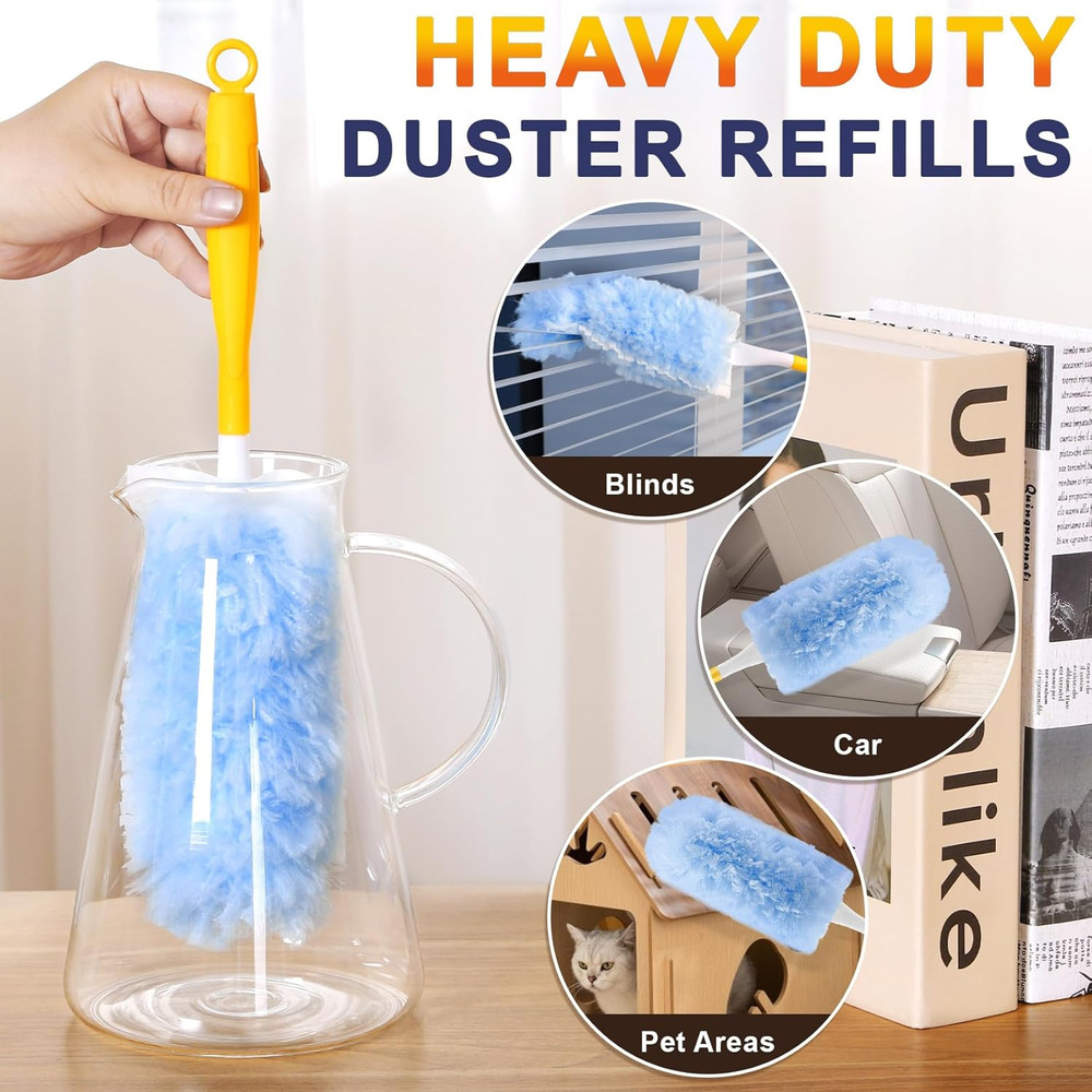 30-Pack Heavy Duty Duster Refills Compatible with Swiffer, 3FT Extendable Handle