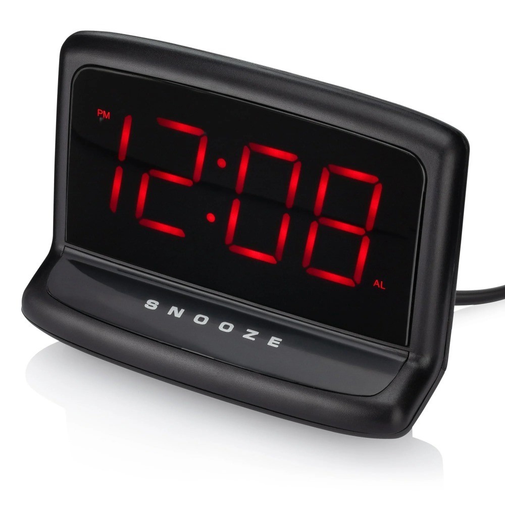 Large 1.4" LED Digital Alarm Clock with Deep Sleep Function Black Electric