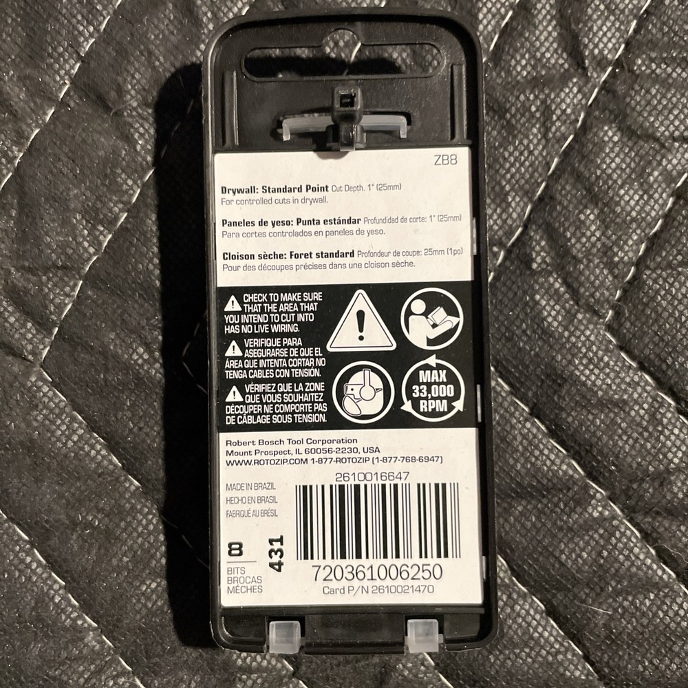 Rotozip ZB8 (8 Drywall Bits)
