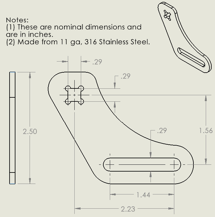 U-Shaped Bench Grinder Tool Rest Assembly 6” | Baldor & others | Stainless | USA