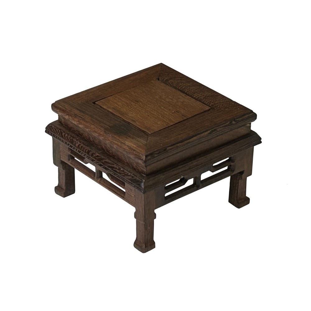 4.75" Light Brown Feather Pattern Square Wood Display Stand Riser ws4217