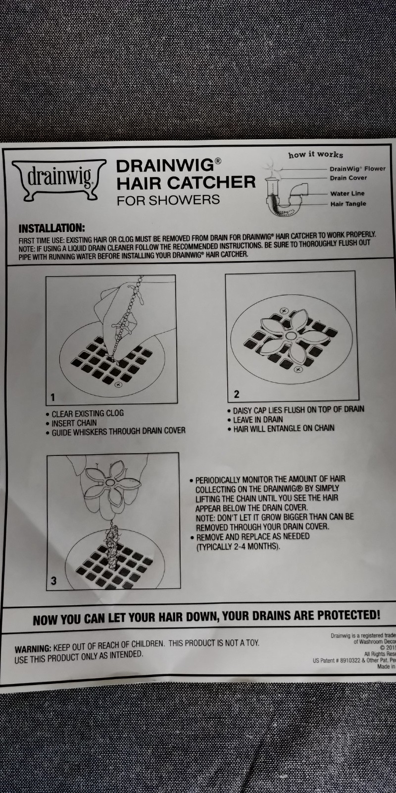 AS SEEN ON TV DRAIN WIG 2 PACK CATCHES HAIR AND PREVENTS CLOGS