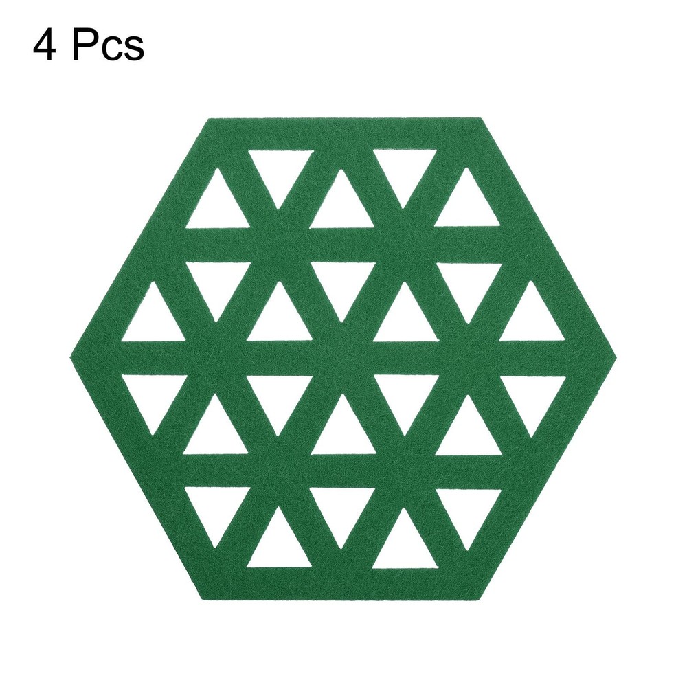 Felt Coasters 4pcs Hexagonal Tampons Coasters Green