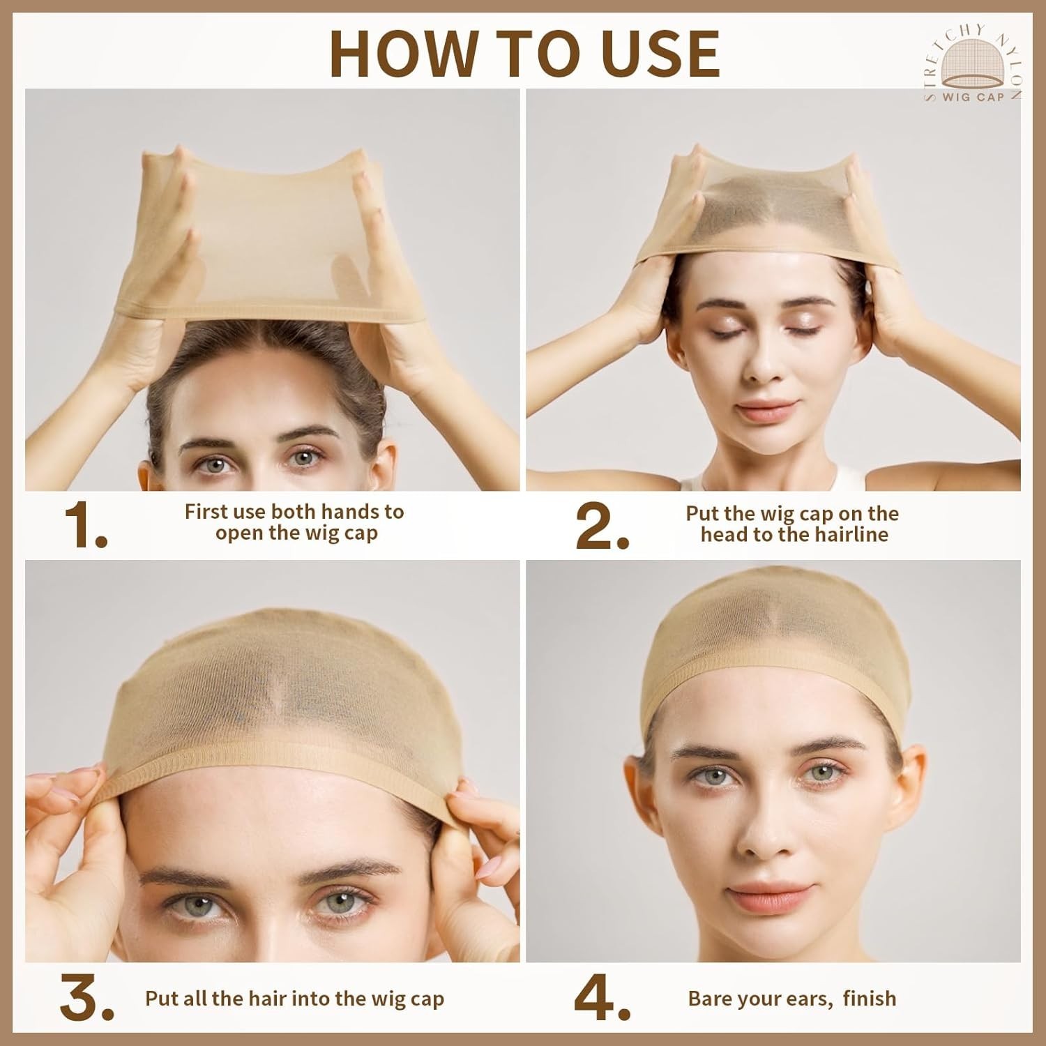 Wig Caps 20pcs Brown Wig Caps Stocking Caps for Wigs Beige Wig Cap