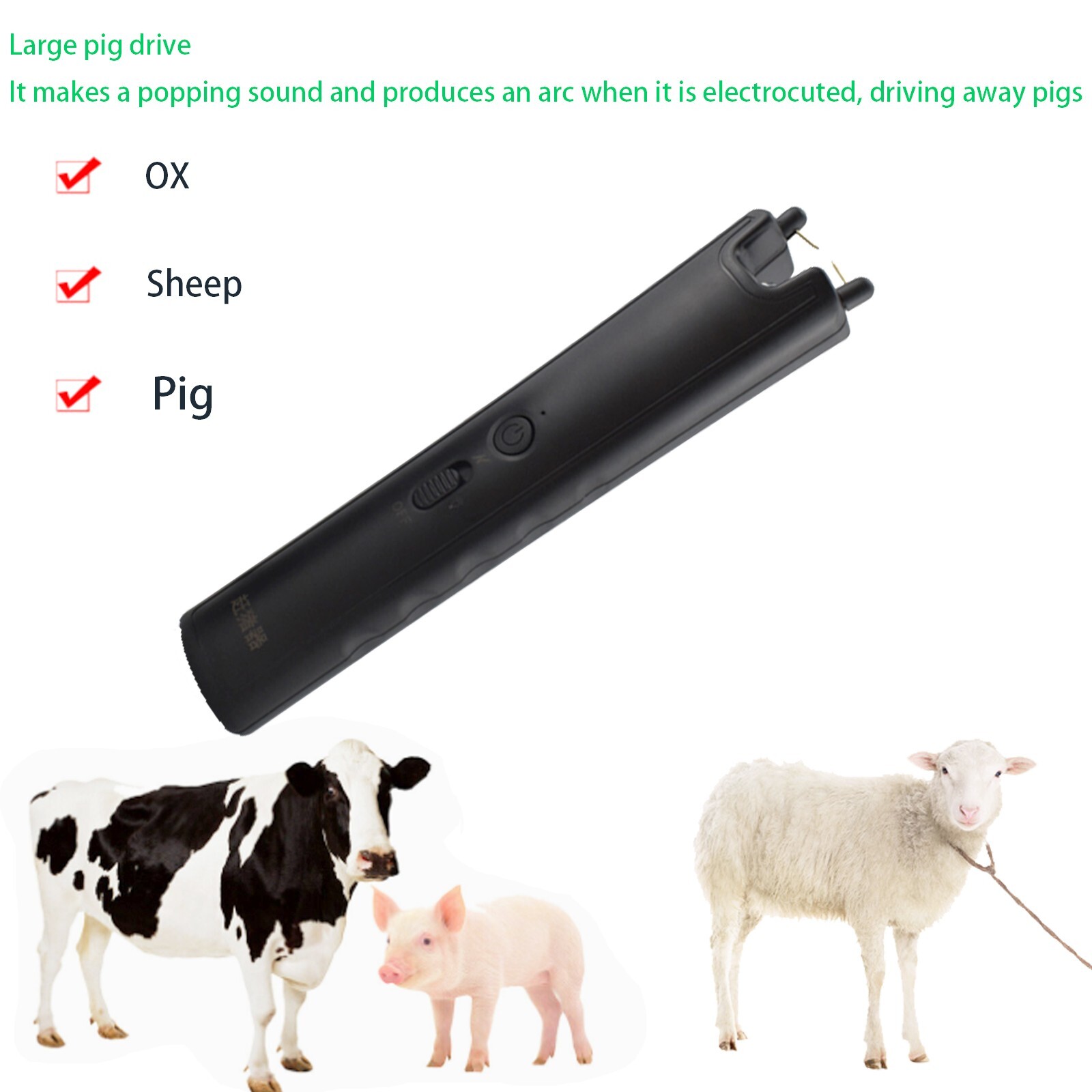 USB Portable Cattle Prod Stick Electric Livestock Prodder For Cow Pig Goats