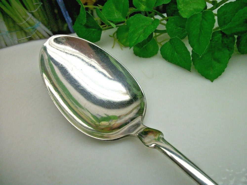 Antique Oneida Rockford Silver TIPPED Silverplate Solid Serving Spoon 1900 Mono
