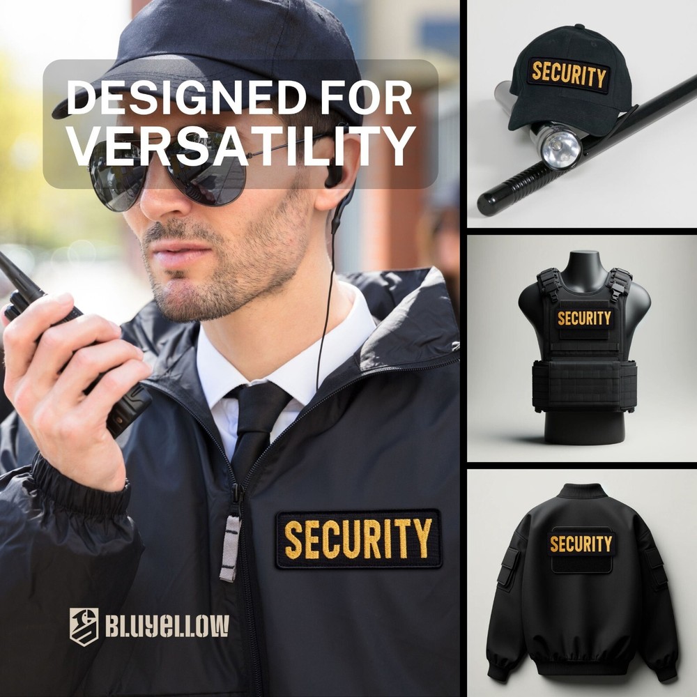 2-Piece Embroidered Security Patch for Vest, Jacket, Hook & Loop, Large & Small