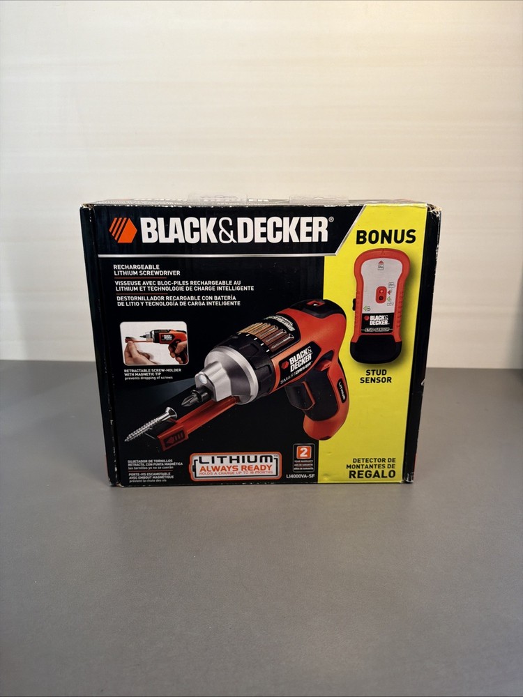 E1 BLACK+DECKER Lithium Ion Cordless Screwdriver & Stud Sensor Set Ms4
