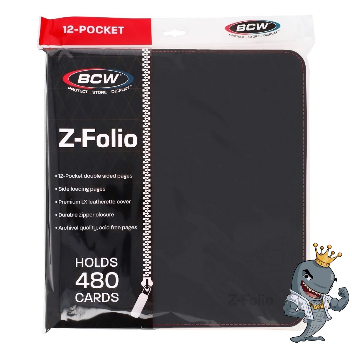 BCW Z-Folio 12-Pocket ZIPPER Album - Black - FREE SHIP
