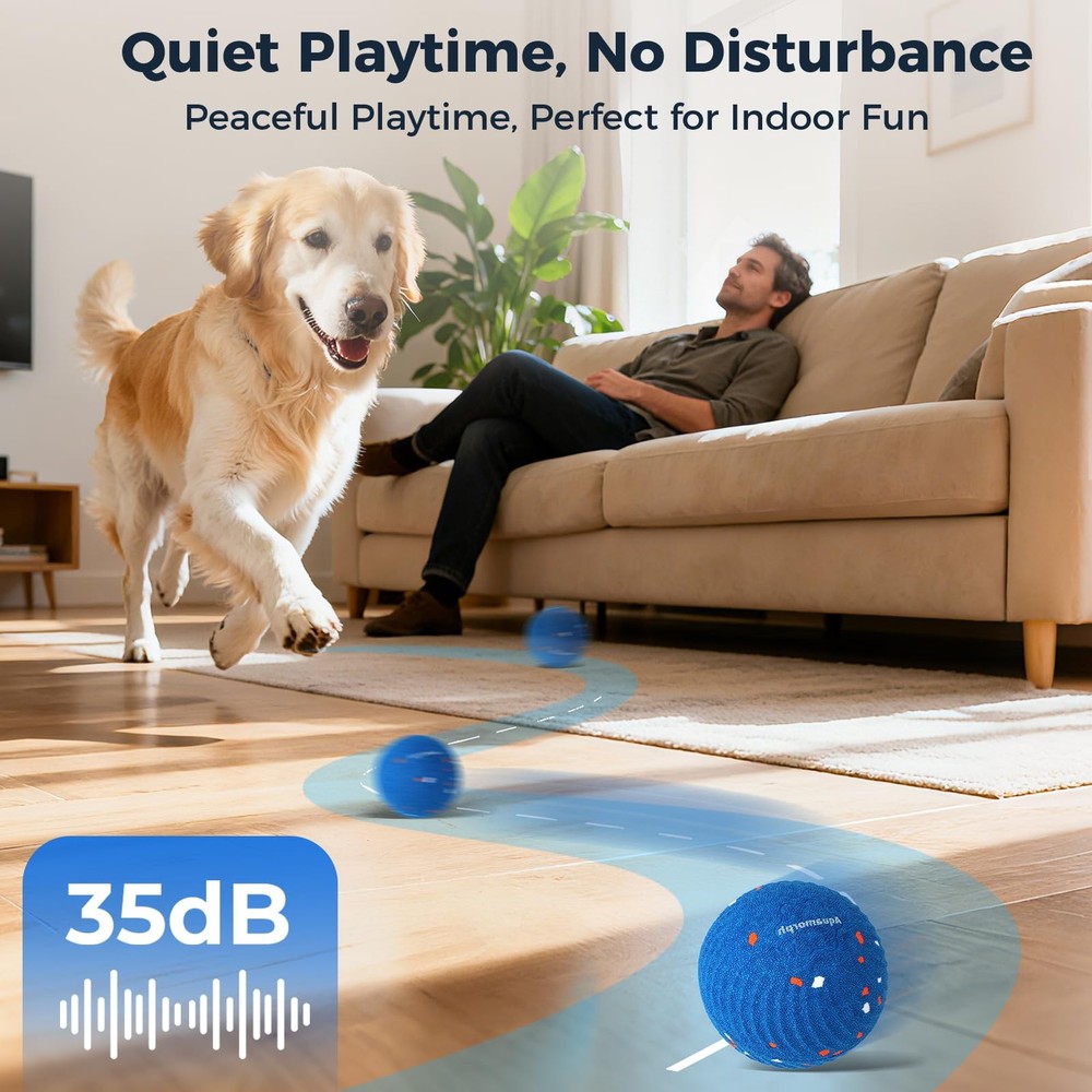Aquamorph 2 Pack Interactive Dog Balls - Auto Moving Bouncing Vibrating Washable