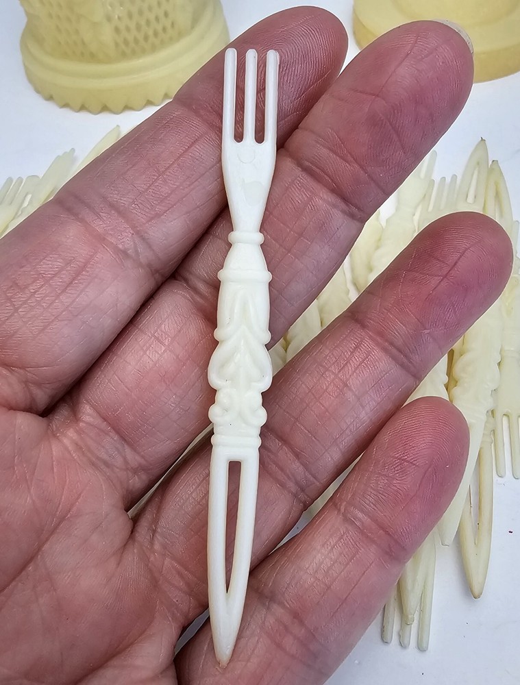 Vintage Cocktail Fork Set - Ivory Celluloid