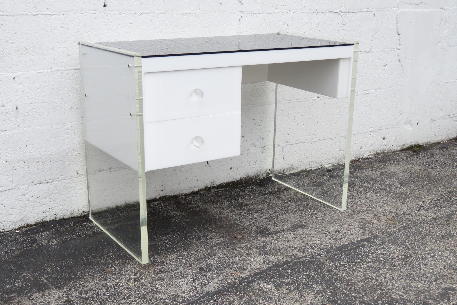 Hollywood Regency Lucite Vanity Makeup Table Desk and Stool 5475