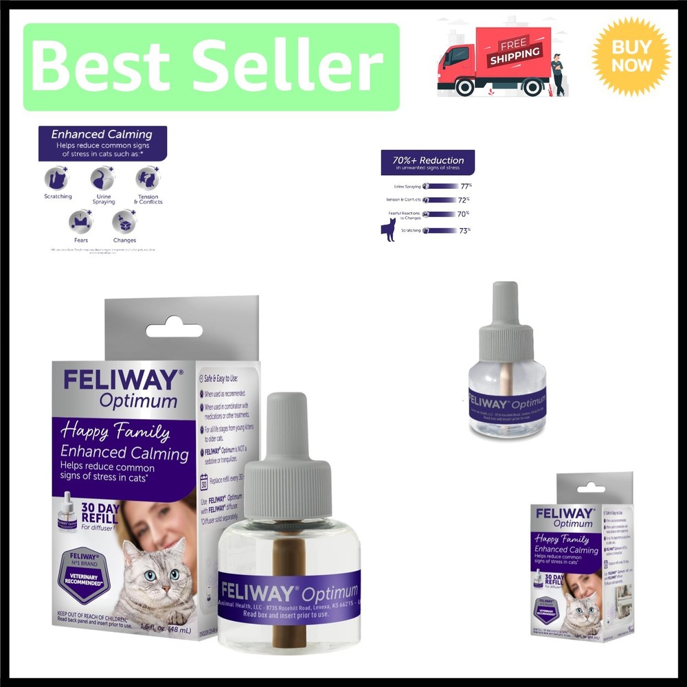 Optimum 30-Day Cat Calming Pheromone Diffuser Refill (48ml) - Stress Solution