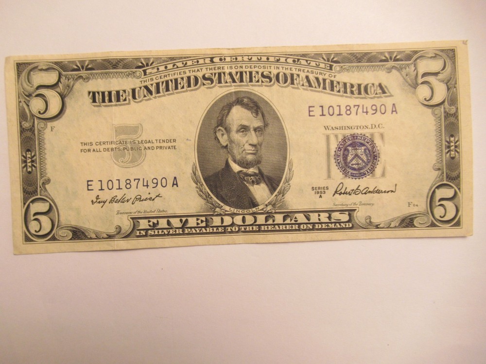 1953 A $5 US Silver Certificate #2
