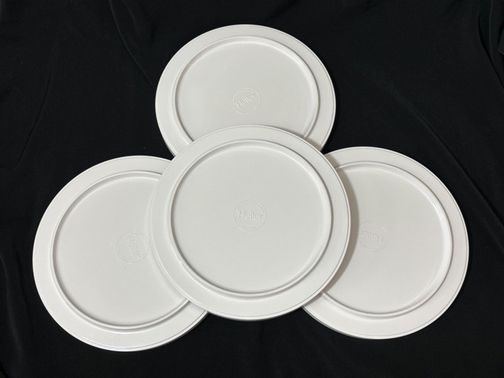 Set 4 Heller Massimo Vignelli MCM White Plastic Melamine Dinner 10" Plates