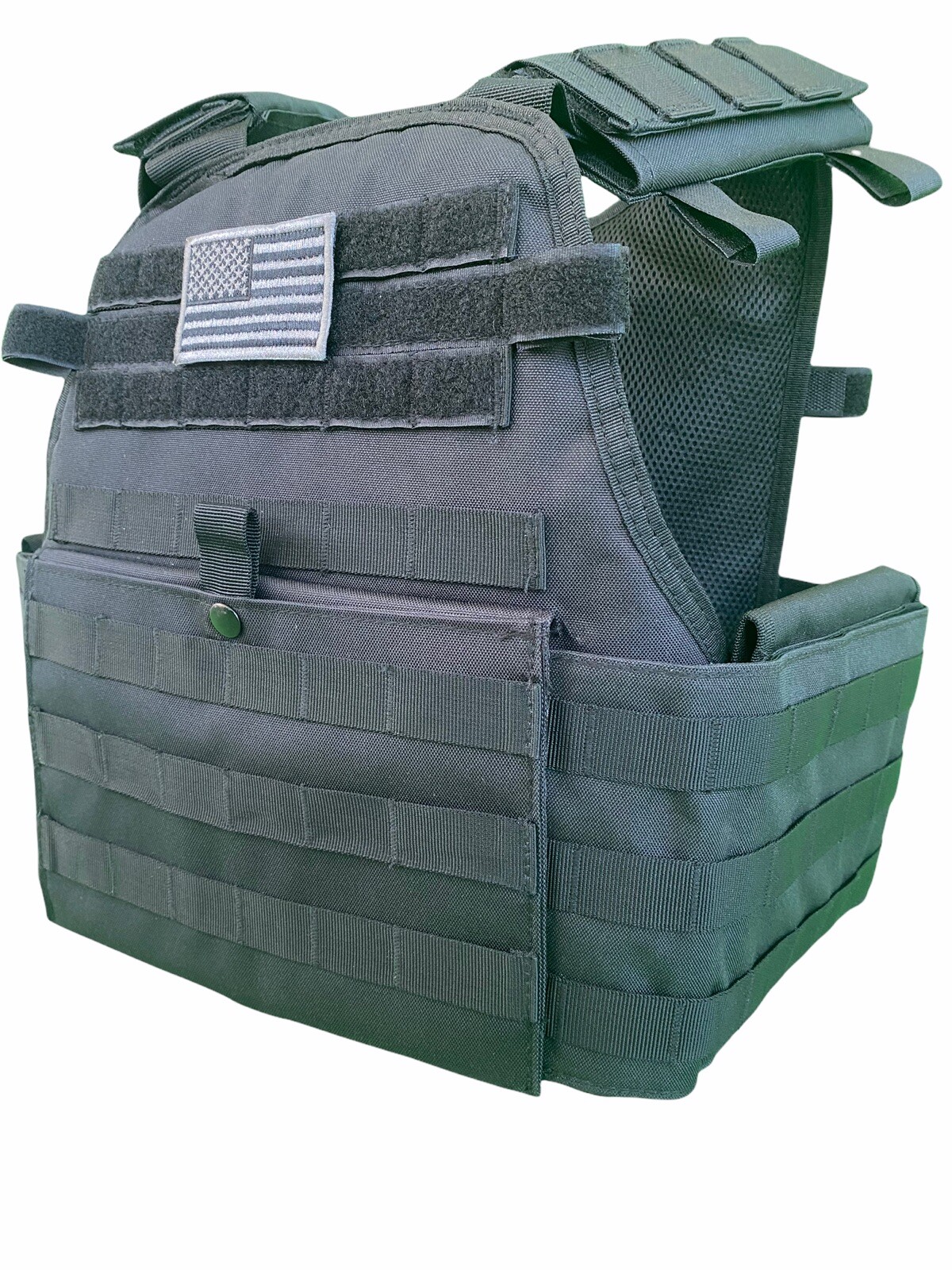 *NEW: Black Tactical Vest Plate carrier w/ 2 Curved 10x12 Plates