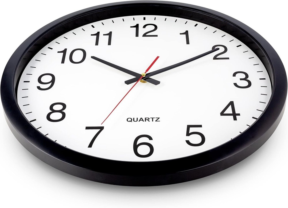 Stylish Large Black Wall Clock - Silent Quartz Movement