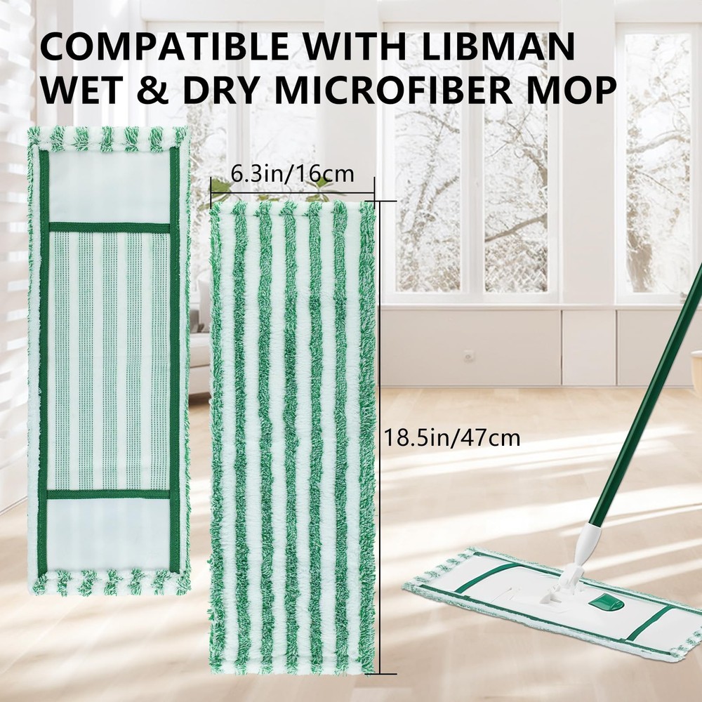 6 Pack Microfiber Mop Refills for Libman Wet Dry Multi-Surface Cleaning