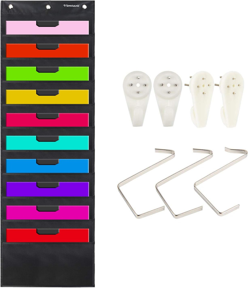 Organization Pocket Chart, Wall Hanging File Organizer Folder with 10 Large Pock