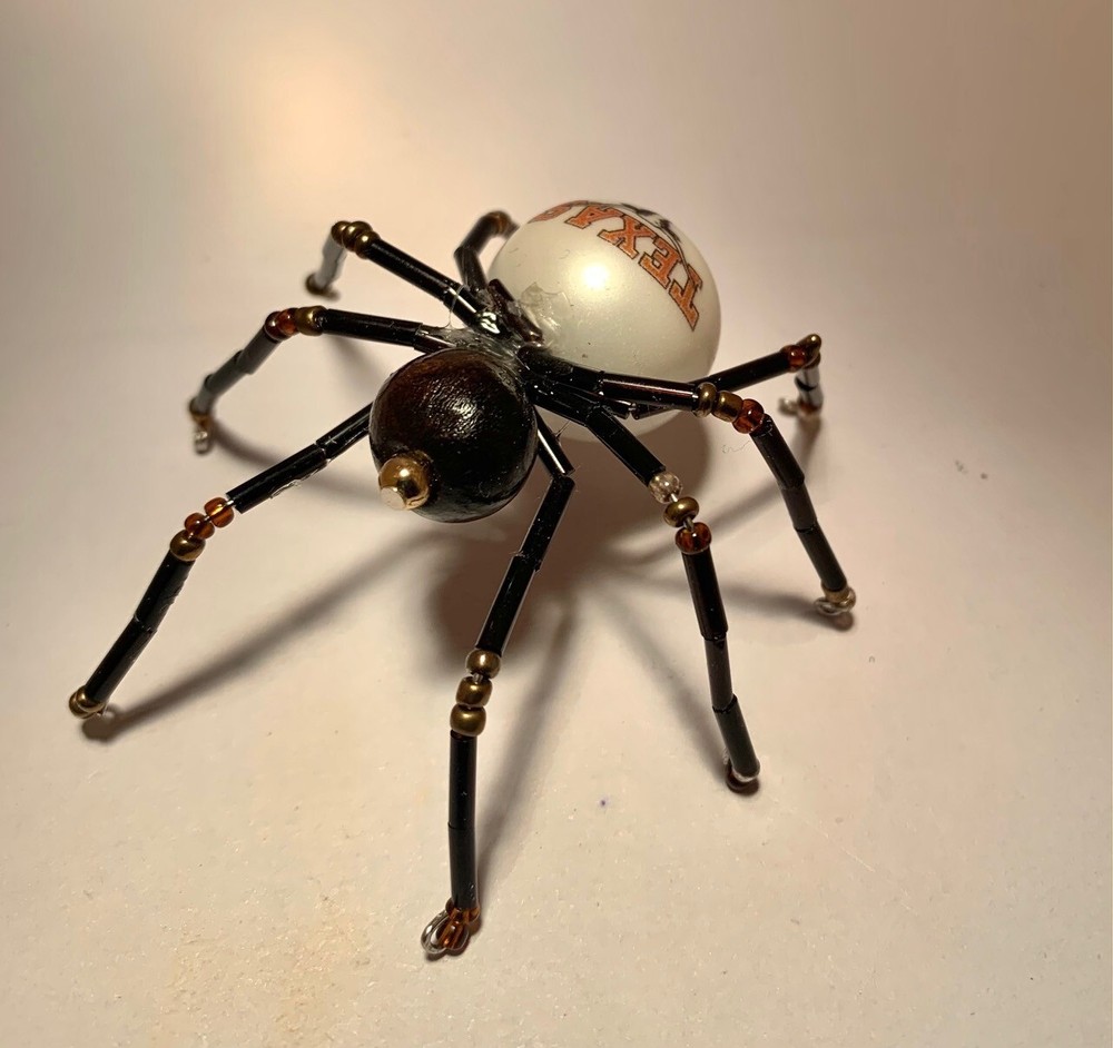 Handmade Beaded Wire Texas Longhorns Spider
