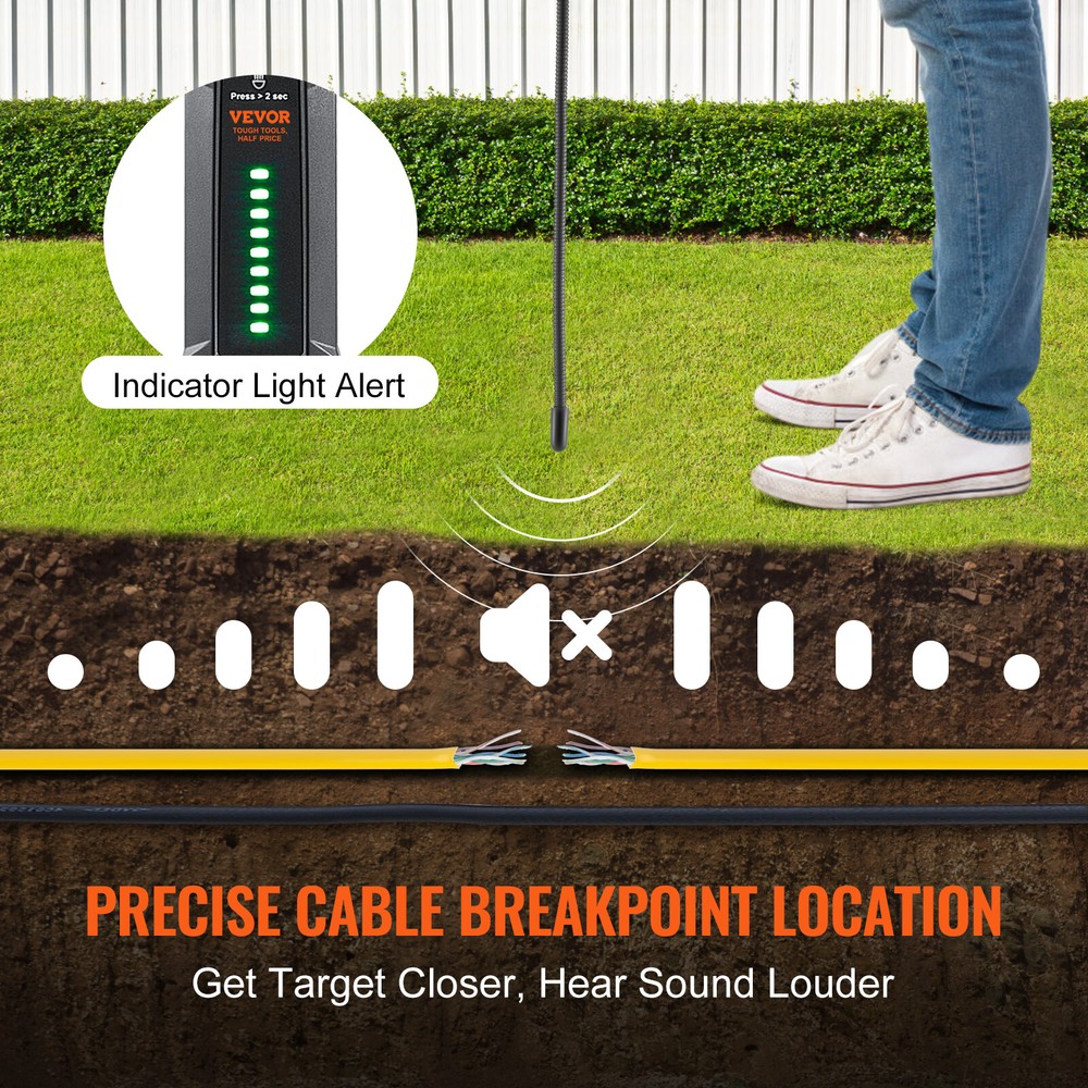 VEVOR Underground Cable Locator 6.5 FT Max. Detection Depth Wire Break Detector
