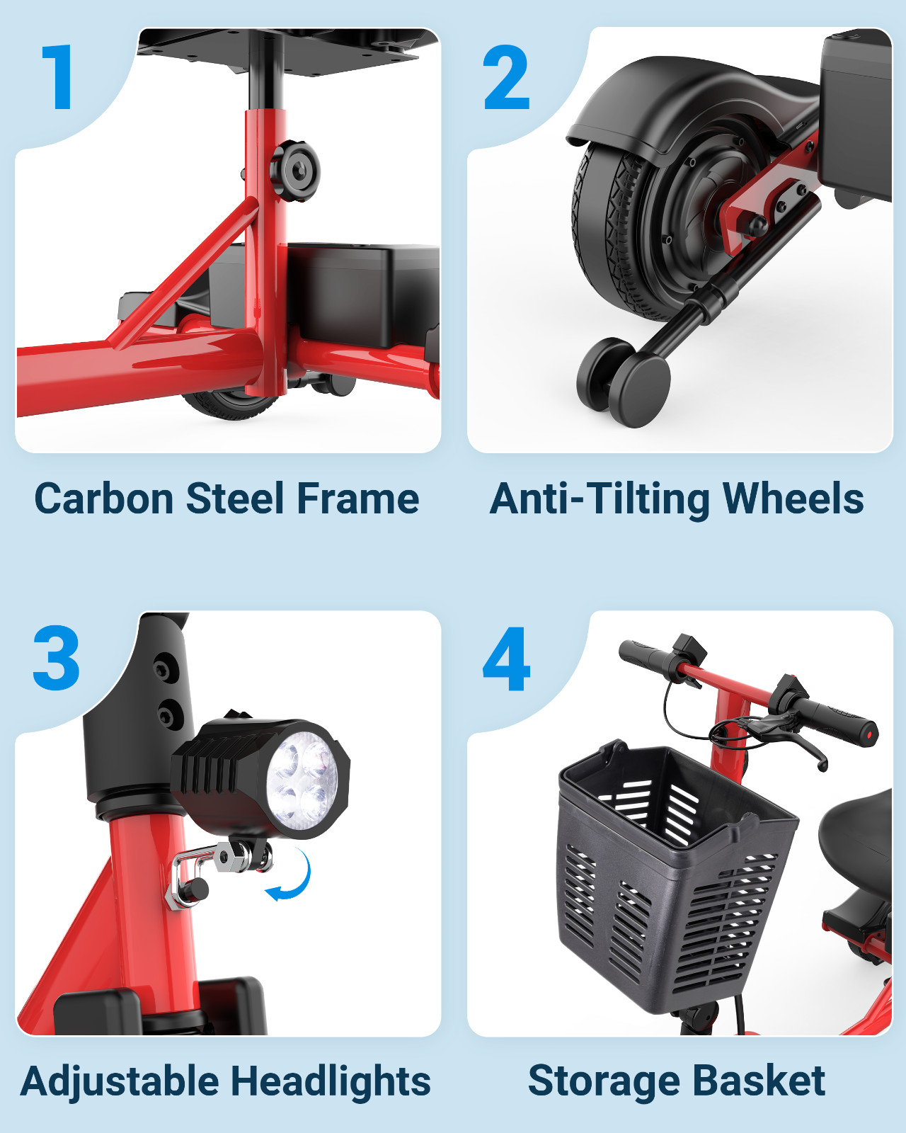 3 Wheel Electric Scooter for Adults, 15 Mile Range & 330 lb Capacity