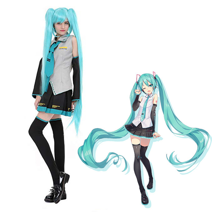 Vocaloid Hatsune Miku Uniform Dress Costume Top Skirt Suit For Halloween Cosplay