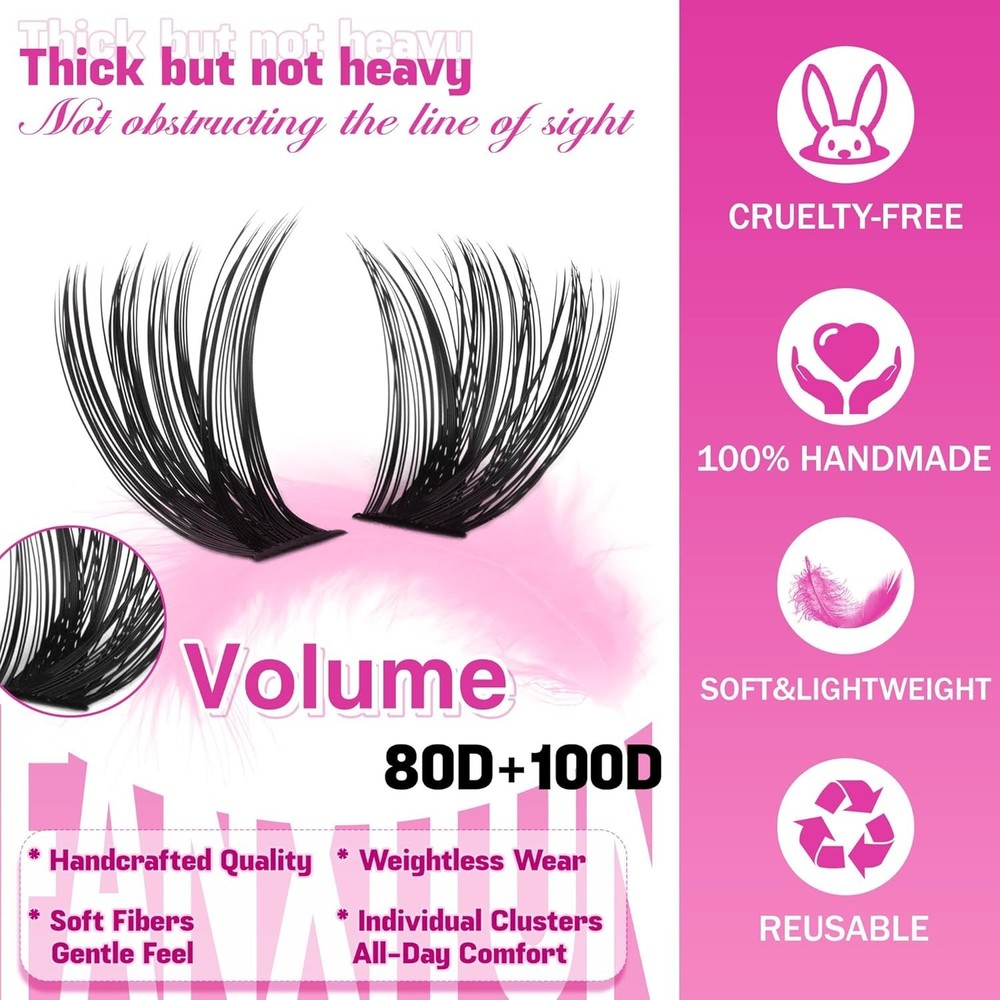 Effortless DIY Lash Extension Kit - 200 Volume Clusters D Curl for Beginners