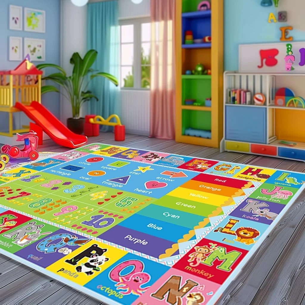 ABC Carpet,Kids Carpet for Playroom, Classroom Floor Play Mat for Kids,Preschool