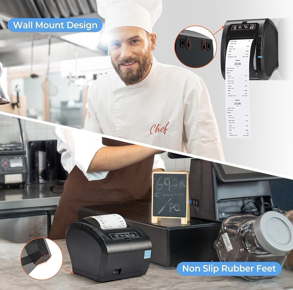 MUNBYN Bluetooth Thermal Receipt Printer P047, 80mm POS Printer, Thermal Printer