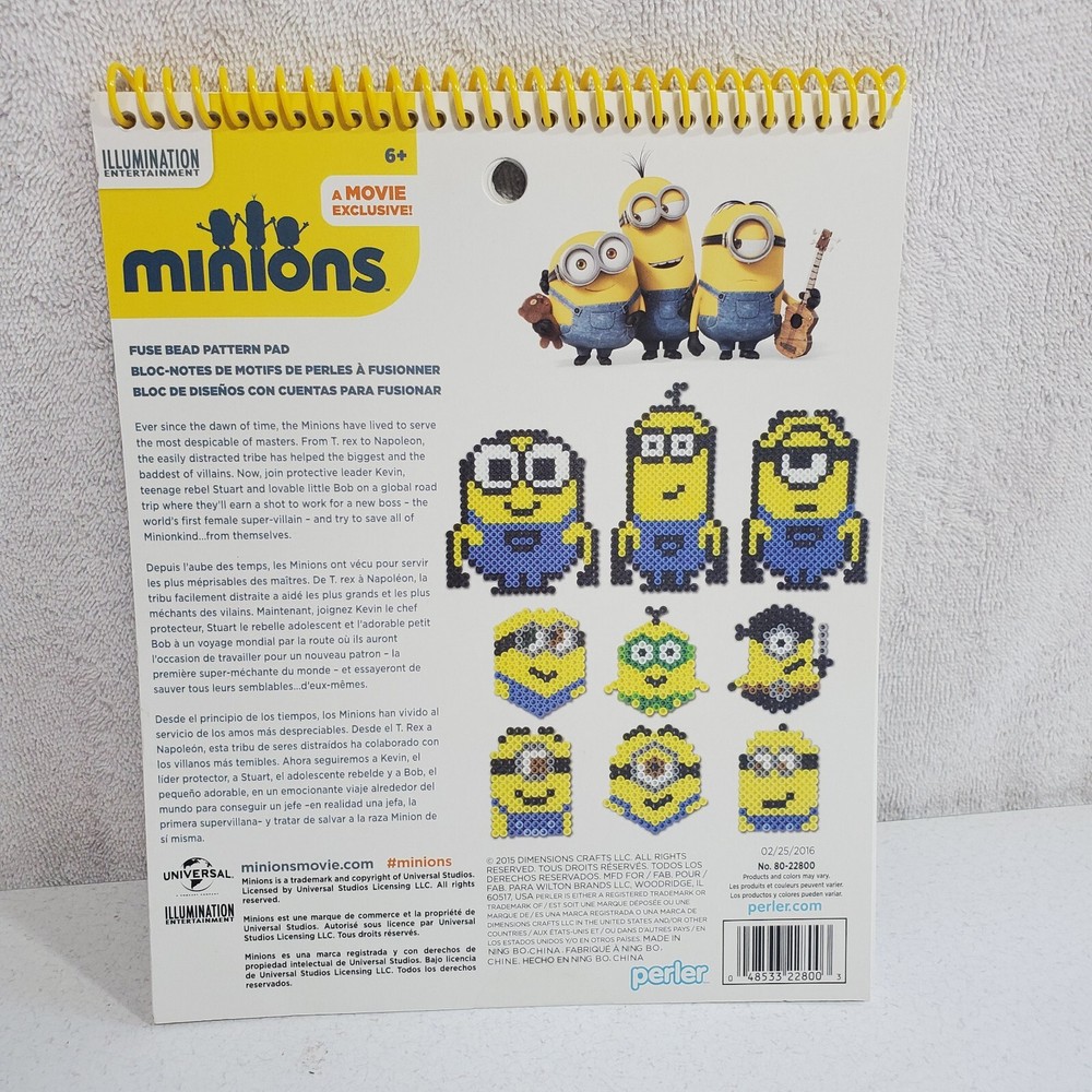 Perler Minions Fuse Bead Pattern Pad 60 Patterns 14 Sheets New Sealed