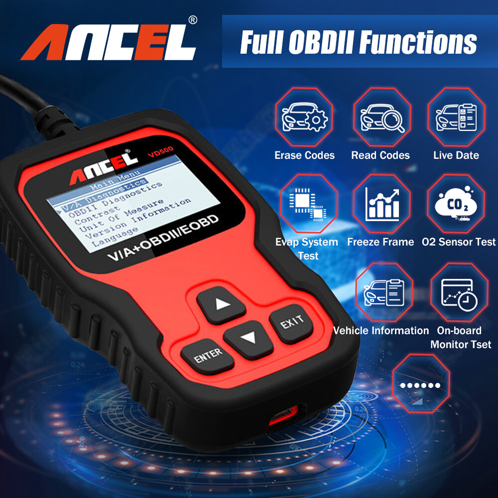 Ancel VD500 Car OBD2 Code Reader All System EPB ABS Oil Diagnostic Scanner Tool