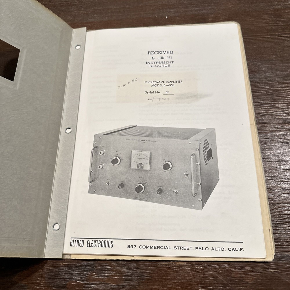 Alfred Electronics Model 5-6868 Microwave Amplifier Serial No. 50