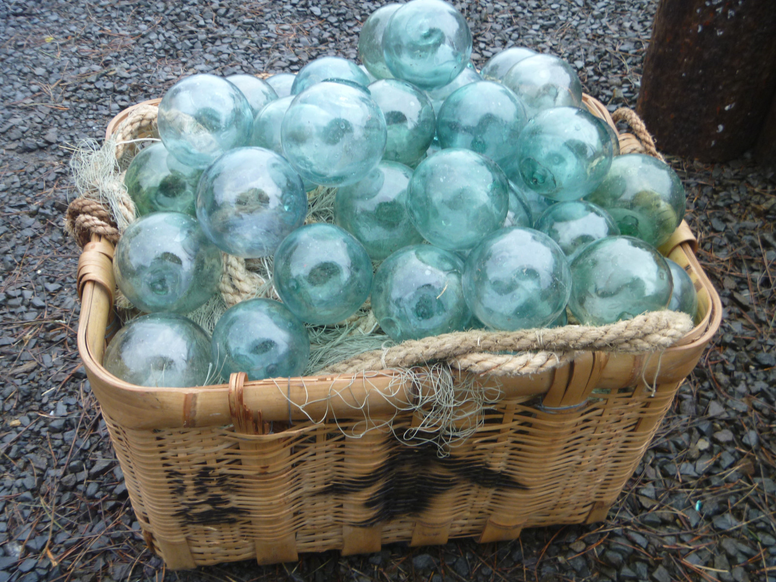 Japanese GLASS Fishing FLOATS 3-3.5" LOT-9 Round Buoy BALLS Authentic Vtg USA BZ