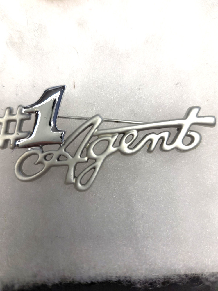 Vtg AJC nos silver tone #1 Agent Pin