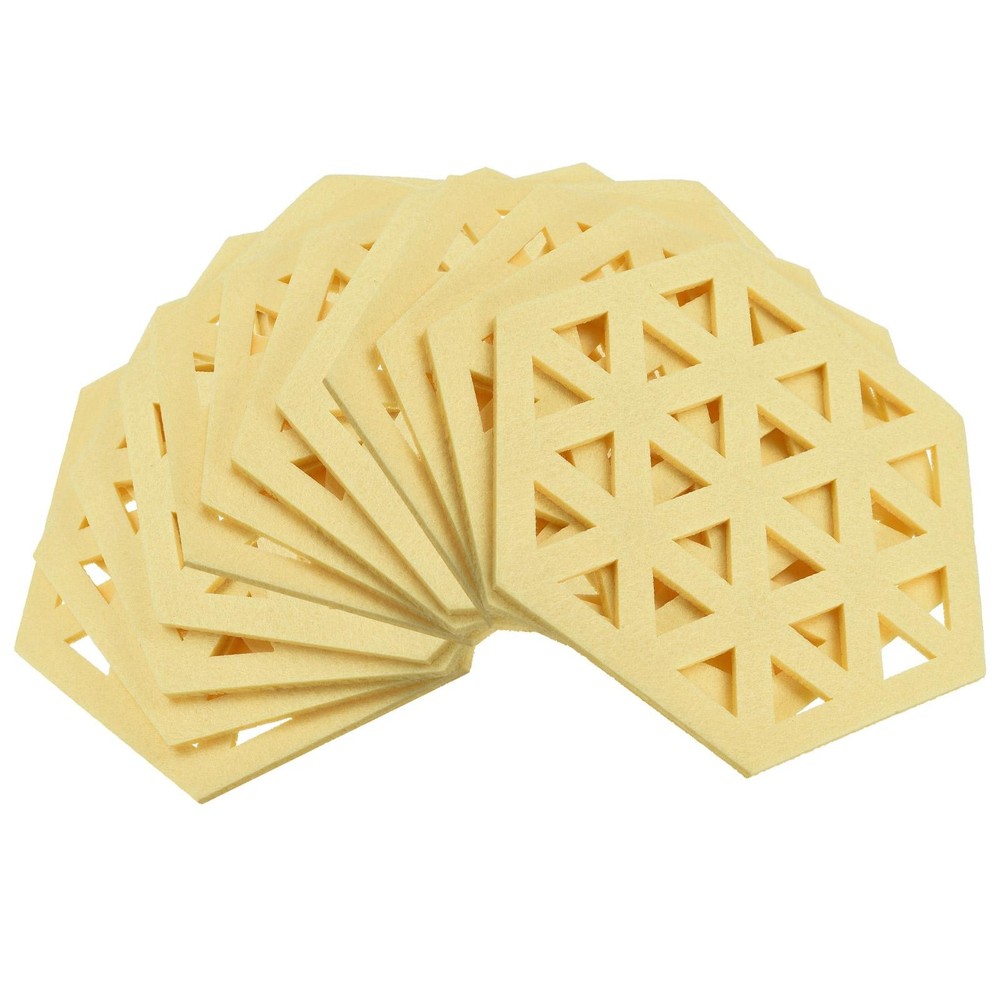 Felt Coasters 12pcs Hexagonal Coasters Coasters, Light Yellow