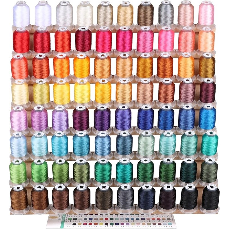 80 Spools Polyester Embroidery Thread Set 500m Color Card Free Thread Nets New