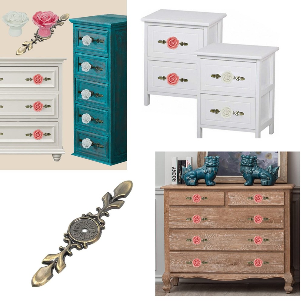 Cabinet Handle Backplates 18pcs Zinc Alloy Drawer knobs Back Plate Retro Sing...