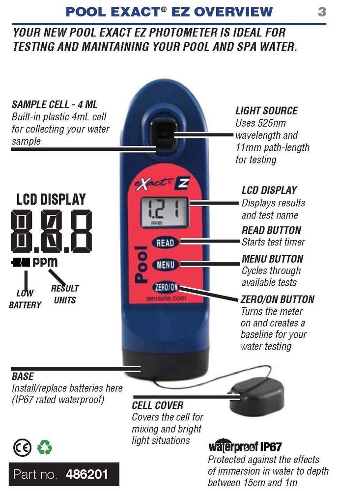 Pool EZ Photometer Starter Kit 10 Parameters Water Testing Digital Reader NSF