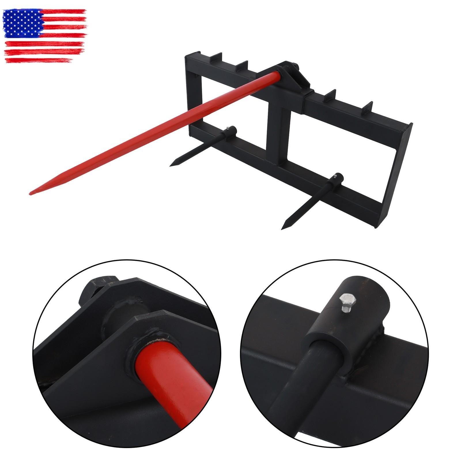 Skid Steer 49" Hay Bale Spear Attachment Heavy Duty Tractor Bale Handling Hitch