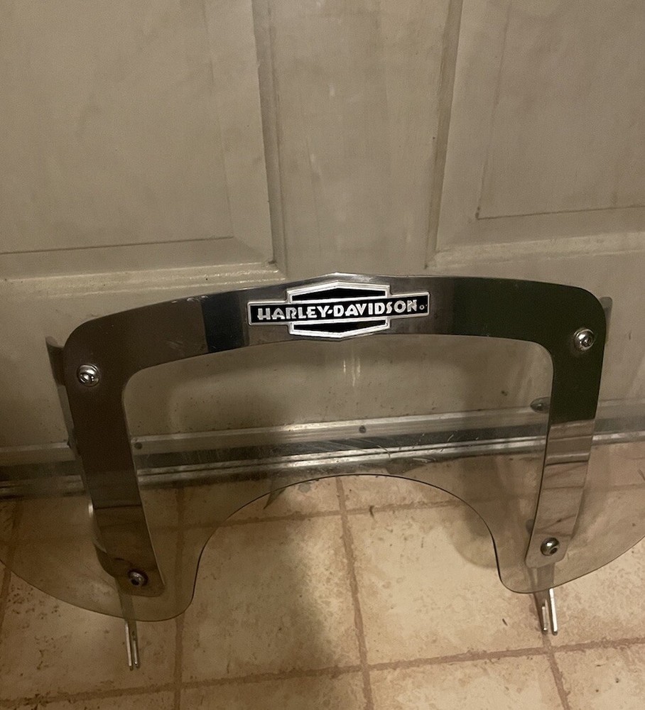 18” X 23.5” Clear Lexan Windshield & Bracket Mount For Harley Davidson EUC