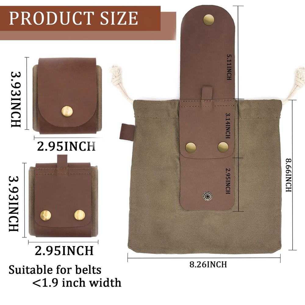Foraging Pouch Leather Canvas Collapsible