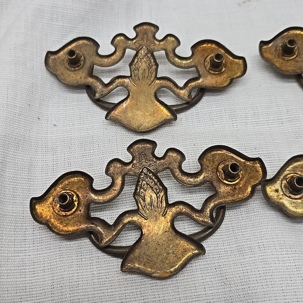4 Early American Style Tin Dresser Chest Drawers Knobs Pulls Hardware 3"