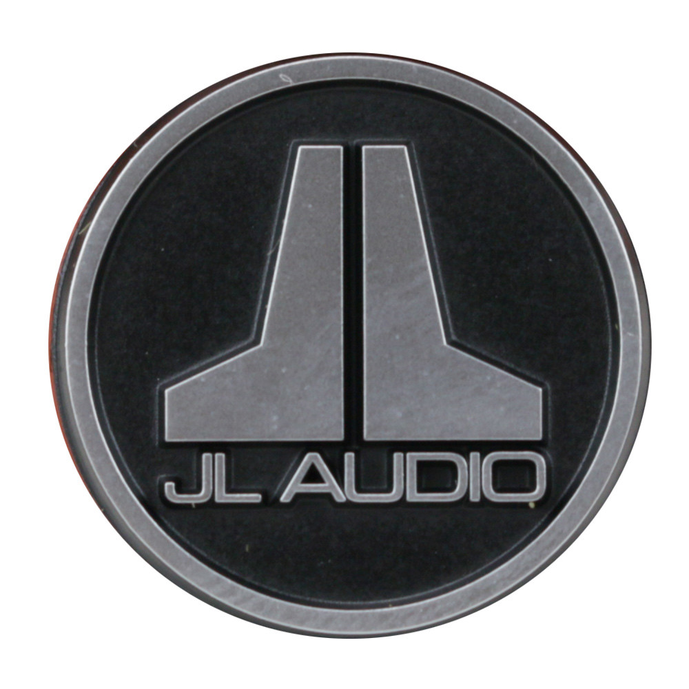 JL Audio BADGE-3M-0.85 Electroform Logo Badge (Black Disc w/ Satin-Chrome Logo)