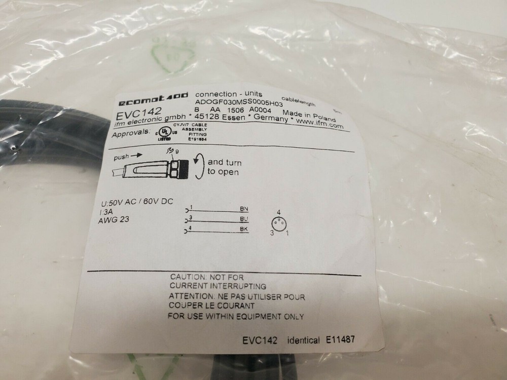 IFM EVC142 Cable New #